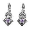 Marcasite Earrings with Lavender and Clear CZ - Prong Set - 20 mm