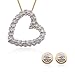 18k Yellow Gold Plated Sterling Silver Genuine Diamond Accent Post Earrings and Heart Pendant, 18