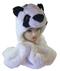 Plush Panda Bear Animal Hat/Scarf with Ear Flaps and Hand Pockets