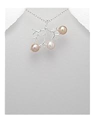 Fresh Water Pearls Pendant Necklace In 92.5 Sterling Silver