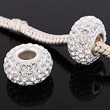 Original Massiv 925 Sterling Silber Kristall Bead "White Princess" Element Kugel (Pandora komp.)* + GESCHENK