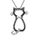 14k White Gold Black and White Diamond Cat Pendant (1/5 cttw), 18