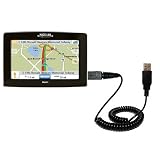 Coiled Power Hot Sync and Charge USB Data Cable w/ Tip Exchange for the Magellan Maestro 4250 - Gomadic Brand