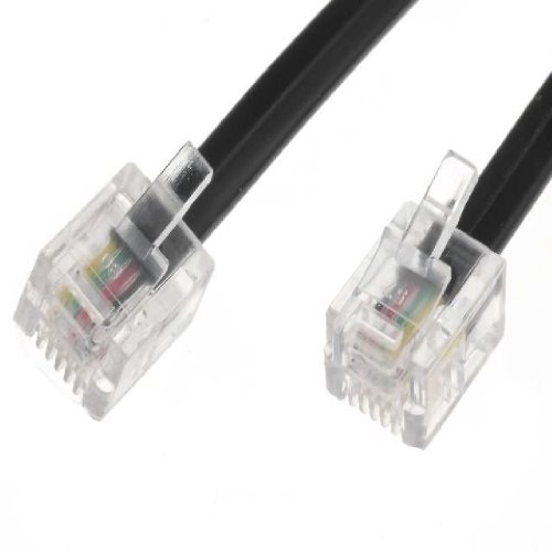 World of Data® - 30m ADSL Cable - Premium Quality / Gold Plated Contact Pins / High Speed Internet Broadband / Router or Modem to RJ11 Phone Socket or Microfilter / Black
