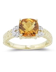 0.04 Ct Diamond & 2.00 Cts Citrine Ring in 14K Yellow Gold