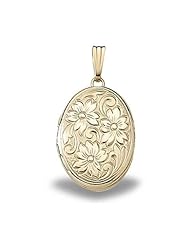 Solid 14K Yellow Gold Floral Locket 5/8 inch x 3/4 inch Solid 14K Yellow Gold
