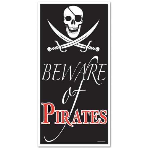 Beistle 50008 beware of pirates door cover, 30-inch by 5-feet