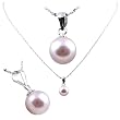Freshwater Cultured Round Shape 7-7.5mm lavender Pearl Pendant, 16" Sterling Silver 1MM Cable Chain