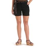 Lee Jean's Women's Missy Belted Traveler Short, Black, 10 Medium