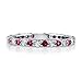 BERRICLE Sterling Silver Simulated Ruby Pave Set Round Cut Cubic Zirconia CZ Stackable Fashion Anniversary Eternity Ring for Women, Rhodium Plated Size 4-10