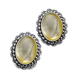 Sterling Silver and Gold Mother of Pearl Clip Earrings