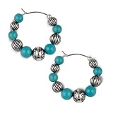 Truly Traditional Turquoise and Silver Hoop Earrings