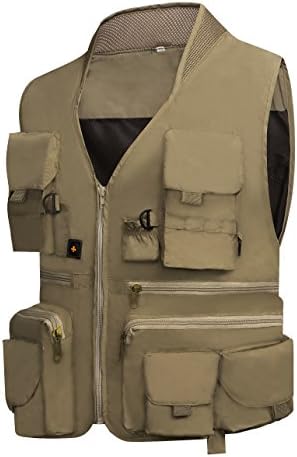 Men's 15 Pockets Mutifunctional Fishing Photography Vest Deep Khaki US M