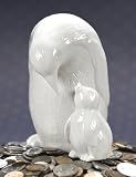 Penguins White Porcelain Coin Bank Ibis and Orchid Design
