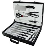 Harold Ross Stainless Steel Chefs Knife Briefcase Set 12 Piece Chefs Knife Set Presented In A Lockable Briefcase