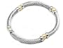 Twisted Cable Faux Pearl Silver Tone Stretch Bracelet