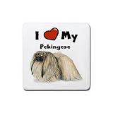 I Love My Pekingese Rubber Square Coaster (4 pack)