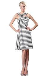 Sexy Polyester Striped Print Knee Length Party Dress 