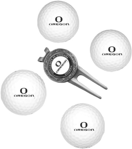 Oregon Ducks Pack Of 4 Golf Balls And Divet Tool Gift Set From Team Golf