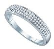 Mens 10k White Gold Micro Pave Diamond Wedding Band " Size 10 "