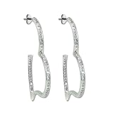 Search : 14K White Gold Heart Shaped Diamond Hoop Earrings