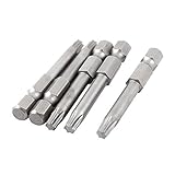 uxcell トルクスドライバービット 金属 グレー T25 50mm長 磁気ビット電動工具 5本入り