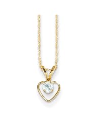 14k Maddi K 3mm Aquamarine Heart Birthstone Necklace