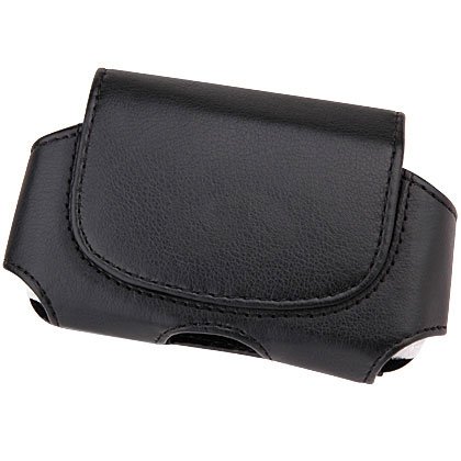 Black Leather Horizontal Pouch Carry Case Belt Clip for BlackBerry 8220 8230 Pearl Flip, Curve 8300 8310 8320 8330, Pearl 8100, 9530 Storm, 9550 Storm 2, 9630 Tour, LG GD710 GD-710 Shine II, LX610 LX-610 Lotus Elite, HP iPAQ Glisten, Dash 3G, S511 Snap, XV6175 XV-6175 Ozone, Motorola Q, Q9m, Q9h, PCD TXT8030 Razzle, Samsung i220 Code, I225 Exec, i350 Itrepid, i907 Epix