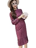 （TPGROWIN） マタニティ ウェア ワンピース ニット ロング丈 エレガント 妊婦服 Aライン 防寒 カジュアル 長袖 産前 産後 全3色 (Free, ワインレッド)