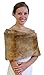 Tion Bridal Faux Fur Wrap One Size Vintage Brown Free Brooch