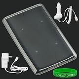 Clear Crystal Skin TPU Case with 12V Car Charger and Travel Wall Charger for Barnes and Noble nook E-Reader Reading Device (nook NOT Included)