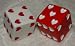 Rare Vintage Huge White And Red Hearts Opaque French Bakelite Dice Pair