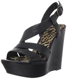 Jessica Simpson Women's Claria Wedge Sandal,Black Leather,6 M US