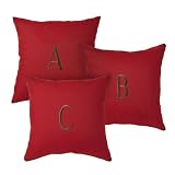 Outdoor Patio Red 16x16" Monogramed Letter Decorative Pillow Set