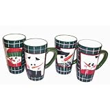 Sakura Snowmen Portrait Latte Mugs, Set of 4 Assorted Designs