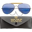 Blue Lenses US Air Force Style Aviator Sunglasses w/Case