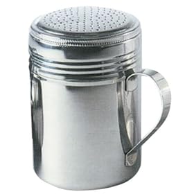 Stainless Steel 10oz Dredger Shaker with Handle - Ideal for Sugar, Salt, Icing Sugar, Flour, Chocolate, Cappuccino, Cocoa, Mince Pies, Pancakes