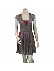 Round Neck Polyester/Rayon/Spandex Princess Seams   Waistline Fit-and-Flare Cap Sleeves Short Sleeves Flowy  Dress