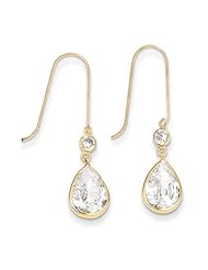 MadiK® 14k Yellow Gold Clear CZ Tear Drop Shepherd Hook Dangle Earrings