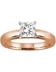 0.75 Ct Princess H/I I1 Diamond 14K Rose Gold Solitaire Ring