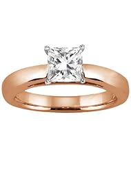 0.80 Ct Princess H/I I1 Diamond 14K Rose Gold Solitaire Ring