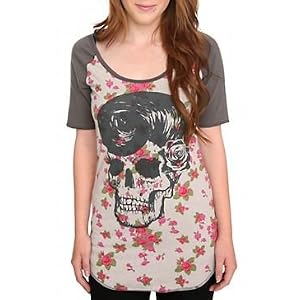 Buy A Fine Mess Floral Skull Raglan Tee