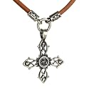 CELTIC KNOT --Love Charm Protection From Evil-- Pendant With Brown Leather Choker Necklace BICO AUSTRALIA