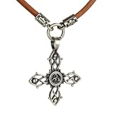 CELTIC KNOT --Love Charm Protection From Evil-- Pendant With Brown Leather Choker Necklace BICO AUSTRALIA