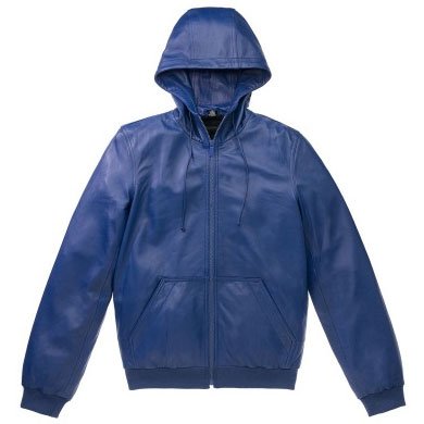 Marc By Marc Jacobs Lambskin Leather Hooded Hoodie Jacket Coat Dark Blue