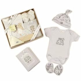 Really Cute 4 Piece Set By BeeBo Comprising Of Booties, Hat, Bodysuit And Photo Album Presented In Gift Box
