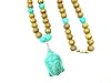 108 Sandalwood Turquoise Beads Prayer Necklace Meditation Mala Buddha Pendant Necklace