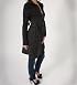 KLD Signature Long Sweater Coat with Tie Belt in Heathered Charcoal