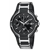 Pulsar Mens Alarm Chronograph Black Ion Silver-Tone Watch #PF3547 by Pulsar