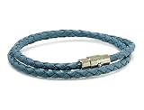 Baby Blue Double Braided Leather Bracelet